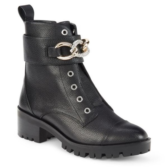 Karl Lagerfeld Shoes - $250 Karl Lagerfeld Size 9.5 Pepper Rhinestone Curb Link Combat Boot NWT
